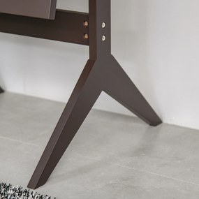 HOMCOM Oglindă pe Podea Oglindă Mare Inclinabilă pentru Dressing Camera dim. 47L x 46l x 148H cm din Lemn Maro Închis | Aosom Romania