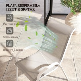 Outsunny Set de 4 Scaune Suprapozabile cu Spătar Înalt și șezut din Plasă, 54x71x93 cm, Negru | Aosom Romania