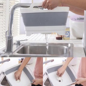Lighean pliabil 4Home Clean din silicon, cu scurgere