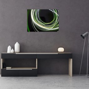 Tablou pe sticlă cu linii verzi (70x50 cm)