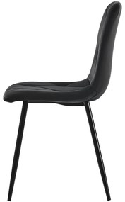 Set de 4 scaune tapițate în catifea twill pentru sala de mese cu spătar, structură din metal, 45x40x86 cm, Negru