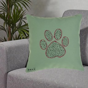 Perna Personalizata Labuta Dalmatian Roz Neon, 40x40 cm, Verde, Husa Detasabila, Perna Inclusa, BEKZ®