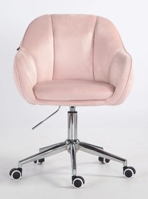 HR12055K Scaun Roz Pudra din Catifea cu Bază Cromata