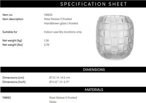 Vas decorativ design LUX realizat manual din sticla Varese S frosted