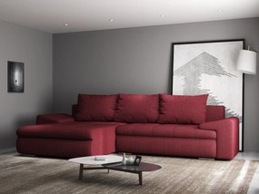 Colțar extensibil dumonde cu ladă de depozitare si sezut confortabil din spuma high-density, Leonardo Enjoy Rosu 260x185 cm