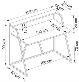 Masă de scris Nidupe 4 (stejar zafir + negru) . 1094946