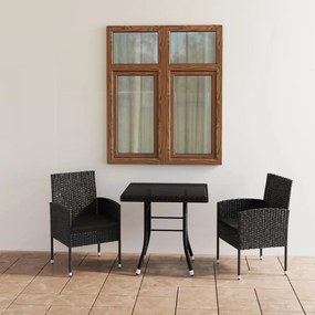 Set mobilier de gradina, 3 piese, negru, poliratan Negru, 1