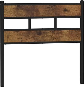 vidaXL Tăblie de pat de schimb, stejar fumuriu, 90 cm, fier și lemn prelucrat