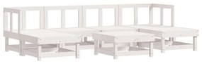 3186348 vidaXL Set mobilier de grădină, 7 piese, alb, lemn masiv de pin