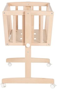 Pătuț leagăn în culoare naturală din lemn de fag cu roți/cu baldachin 40x90 cm Adam and Owl – Roba