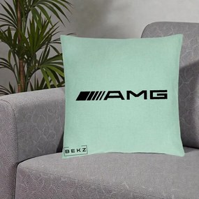 Perna Personalizata cu emblema Mercedes-AMG, 40x40 cm, Verde Menta, Husa Detasabila, Perna Inclusa, BEKZ®