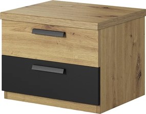 Noptieră cu sertare Sigma 22 46 cm - artisan / negru supermat