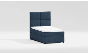 Pat albastru închis tapițat cu spațiu de depozitare cu somieră 90x200 cm Lena – Ropez