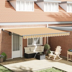 vidaXL Marchiza retractabilă manuală cu dungi multicolore 450x300 cm