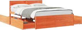 vidaXL Cadru pat fără saltea, maro ceruit, 135x190 cm, lemn masiv pin