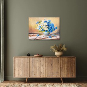 Tablou pictat cu vaza și flori (70x50 cm)