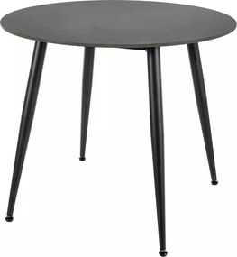 Masa RION, negru mat cu efect de marmura, ceramica/metal, 90x90x76 cm
