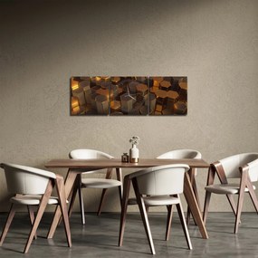 Tablou - Hexagoane de bronz (cu ceas) (90x30 cm)