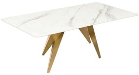 Masuta design modern, Metal, Auriu, Ceramica, Alb, ART LIVING 130cm, A-46204 VC