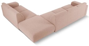 Colțar roz cu tapițerie din stofă bouclé (colț dreapta) Molino – Micadoni Home