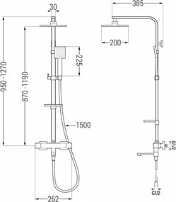Mexen CQ45 set cadă-duș cu duș cu efect de ploaie și baterie termostatică, crom - 779104595-00