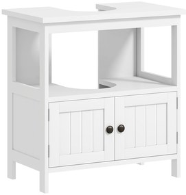 kleankin Dulap Sub Chiuvetă cu Raft și 2 Uși 60x30x60 cm Alb | Aosom Romania