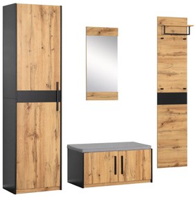 Set de Intrare 4 Piese cu Bancă, Culoare naturală | Aosom Romania