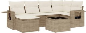 vidaXL Set canapele de grădină, 7 piese, cu perne, bej, poliratan