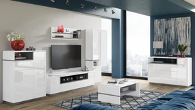 Mazzoni Comodă FOLK K-90 Luciu Alb/Mat + Beton Millenium - MODERNĂ PENTRU CAMERA DE ZI