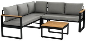 Outsunny Set de Mobilier pentru Grădină din 4 Piese cu 2 Canapele Duble, Colțar și Măsuță de Cafea, 124x61x71,5 cm, Gri | Aosom Romania