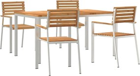 vidaXL Set de masă pentru grădină 5 pcs Maro Lemn solid de tec