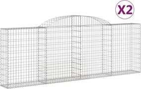 vidaXL Coșuri gabion arcuite 2 buc, 300x30x100/120 cm fier galvanizat
