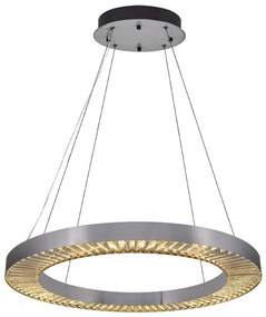 Candelabru LED suspendat pe cablu JESI, 85W, 230V, 3000K, diametru 80 cm, argintiu