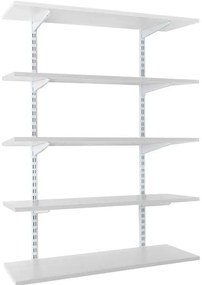 Raft perete cu 5 polite, 80x30x200 cm, PAL Alb