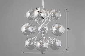 Lustra moderna cu 12 abajururi din sticla Galaxy 72cm, argintiu A-39101 VC