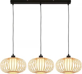 Briloner 4759031 - Lustră suspendată pe cablu, 3xE27/10W/230V, negru/bambus