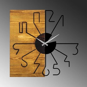 Ceas de perete din lemn Sunny, Nuc, 3x58x58 cm