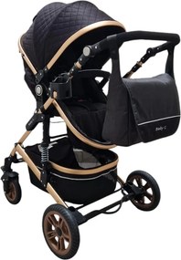 Carucior nou nascuti 2 in 1 Baby Care™ PRO 531, Cu geanta bebe, Cadru Aluminiu Gold , Amortizoare, Roti din cauciuc plin AVE, Spatar reglabil 3