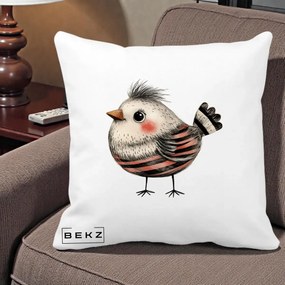 Perna Decorativa Pui Expresiv Dungi Negru-Rosu, 40x40 cm, Alba Mata, Husa Detasabila, Perna Inclusa, BEKZ®