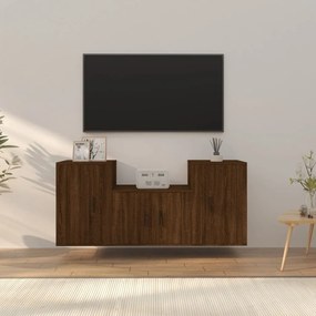 3188389 vidaXL Set dulap TV, 3 piese, stejar maro, lemn prelucrat