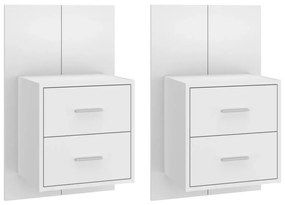 811002 vidaXL Noptiere de perete, 2 buc., alb extralucios
