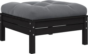 vidaXL Taburet de grădină cu pernă antracit, negru, lemn masiv de pin