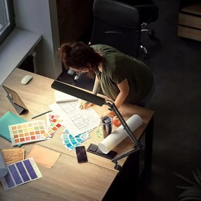 Lampă de birou LED reglabilă cu clemă, 10W, 5V, 3000/4000/6000K, neagră