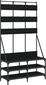 vidaXL Suport de haine cu raft de pantofi, negru, 100x40x184 cm