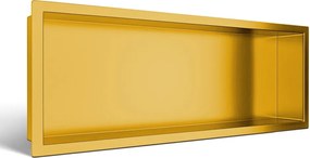 Raft incastrat dreptunghiular Balneo Wall-Box One cu rama 60x20x10 cm auriu lucios