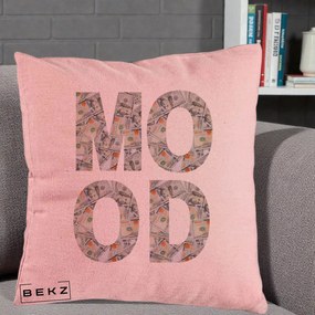 Perna Decorativa MOOD Money Grafic Urban, 40x40 cm, Roz, Husa Detasabila, Perna Inclusa, BEKZ®