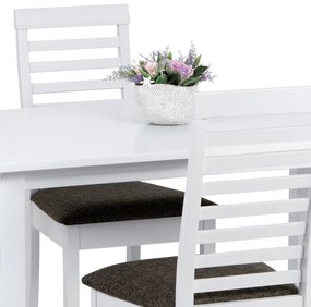 Set de masă din lemn masiv de fag, 5 piese, alb