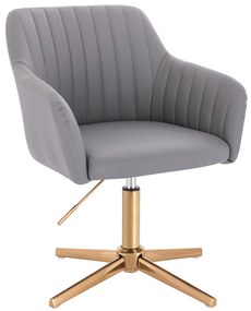 HC190CROSS Scaun Gri din Piele Ecologica cu Bază Aurie