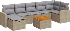 vidaXL Set canapele de grădină, 8 piese, cu perne, bej, poliratan