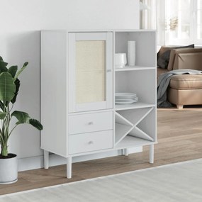 vidaXL Dulap înalt SENJA aspect ratan alb, 90x40x112cm, lemn masiv pin